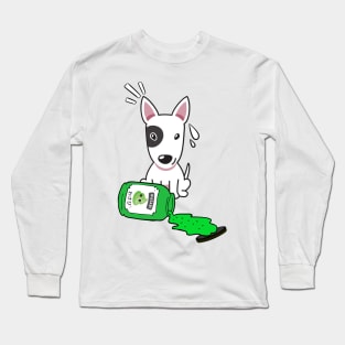 Cute Bull Terrier Spilled Wasabi sauce Long Sleeve T-Shirt